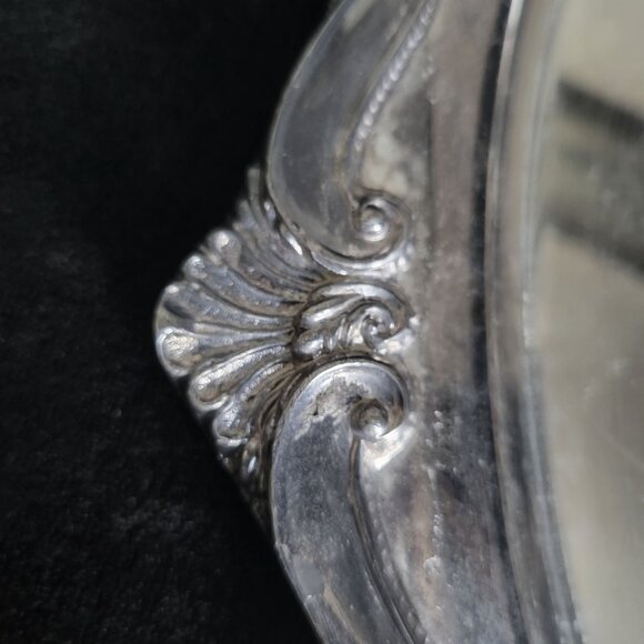 Extra Large Vtg Leonard Silverplate Ornate Round Serving Tray Scalloped Edges - Picture 7 of 10